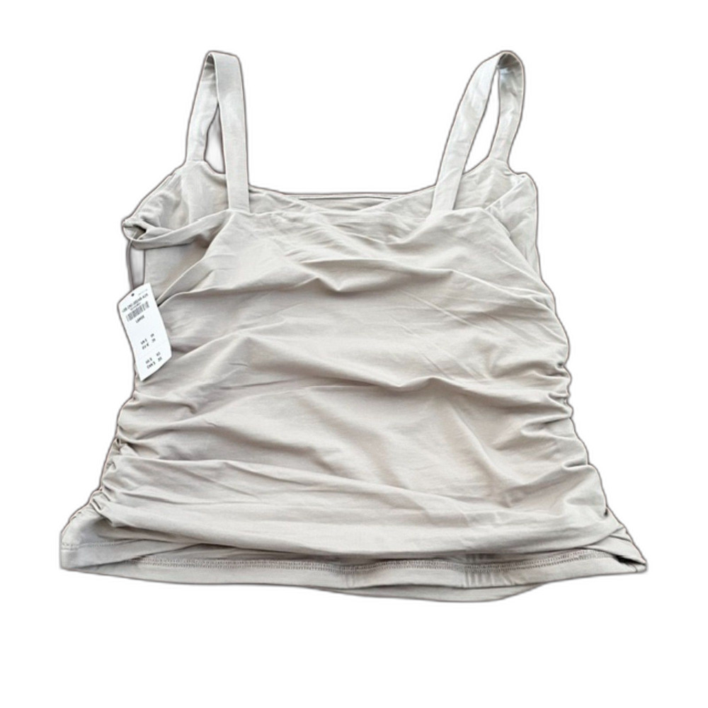 NWT Size L Abercrombie & Fitch Modal Square Neck Ruched Tank in Gray/Beige